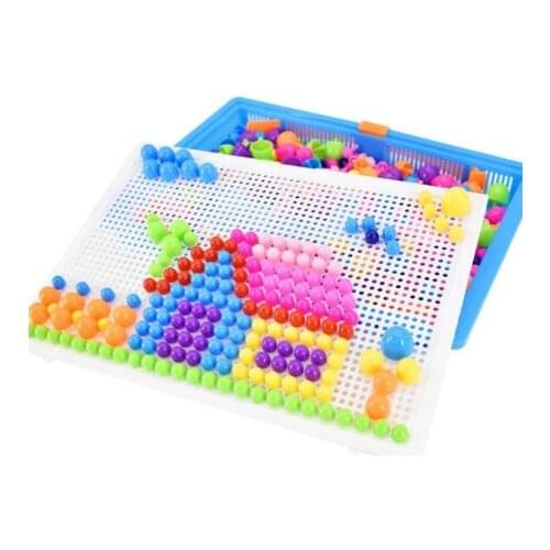 295PCS mushroom nail DIY handmade toys childrens educational toyschildrens intelligent 3D puzzle game Jigsaw board gifts