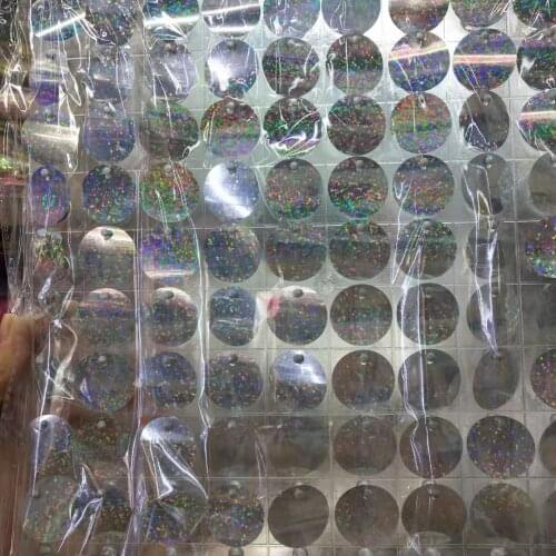 50pcs White/Transparent Background Boards with Round Laser Silver Sequins For Stage Backdrop Outdoor Hologram Advertising Wall