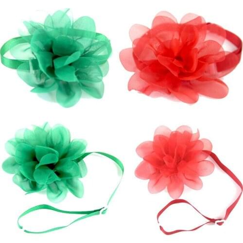 50pcs Christmas Pet Dog Bowties Red and Green Dog Collar Decoration Accessories for Small Dogs Pet Holiday Grooming Supplies