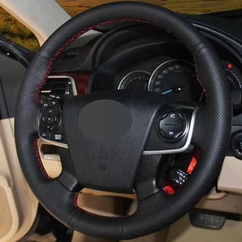 Car Products DIY Black wear-resistant Faux Leather Car Accessories Steering Wheel Cover For Toyota Camry 2011 2012 2013 2014
