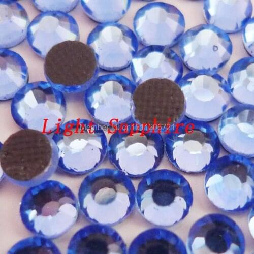 Shinning!!! S10-S30 LT.Sapphire iron on DMC hotfix Rhinestone flatback Glass crystal DIY Clothing Bag Garment Shoe decorations