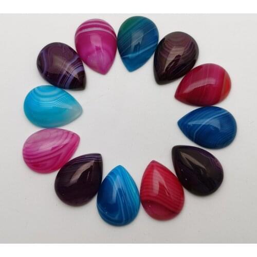 Mixed stripe agates Water drop Fashion natural stone bead for jewelry making 25X18MM cab cabochon charms 12Pcs/lot Free shipping