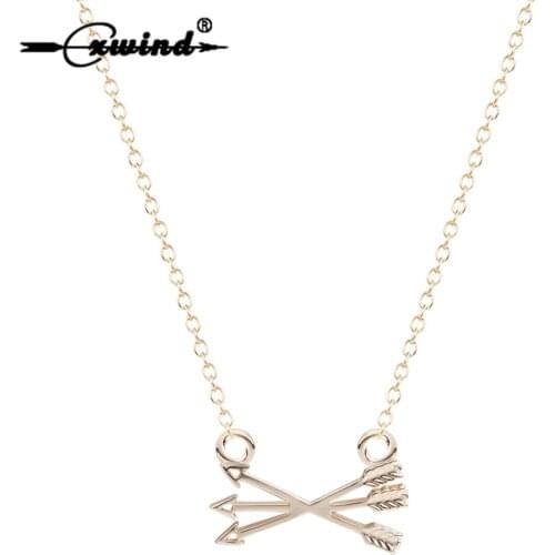 Cxwind Punk Arrow Jewelry Simple Piercing Crossed X Arrow Necklace Arrows Pendants & Necklaces Women Fashion Bijoux Femme