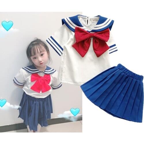 Kids Anime Sailor Moon Cosplay costumes Girls Skirt Pleated skirt birthday present Halloween party Sailor suit Baby girl dress