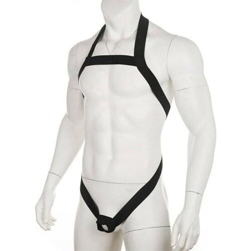Men Full Body Chest Harness Belts Lingerie with Penis Ring Restraint Gay Fetish Underwear Clubwear Bondage Costume
