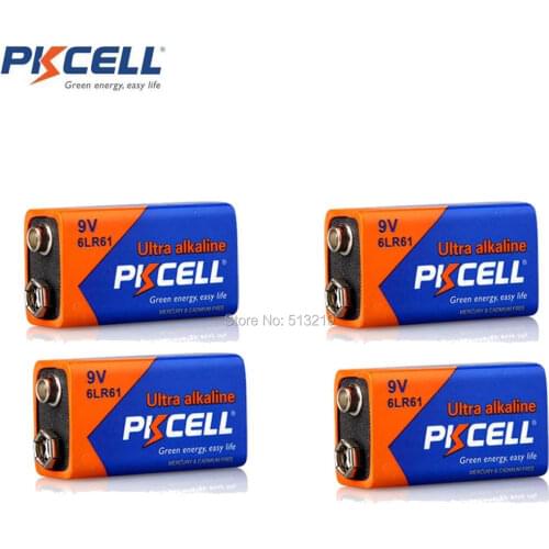4Pcs PKCELL Electronic thermometer 9V 6LR61 E22 MN1604 522 Super Alkaline Battery Superior 6F22