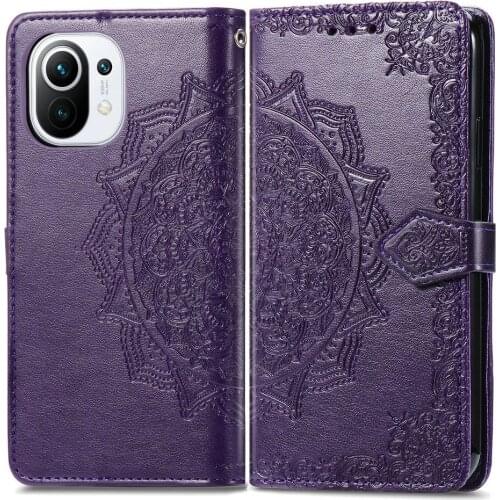 For Xiaomi Mi 11 5G Flip Case 3D Mandala Leather Card Slot Phone Shell Funda Mi 11 Case Mi11 Wallet Cover 360 Protect Shockproof