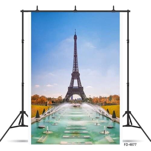 Eiffel Tower Pool Photography Background Vinyl Cloth Backdrop Photo Studio for Children Baby Portrait Scenic Photophone Props