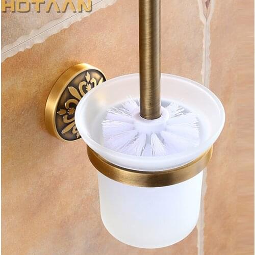 Hotaan Antique Brass Wall Mounted Solid Aluminium Made Anti-Rust Toilet Brush Holder For Bathroom Accessories Set Bath Products