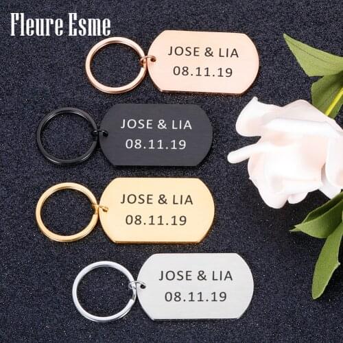 Customized Keychain Engraved Name Date Key Chain Personalized Couples Gifts Keychains For Him And Her Birthday Love Key Jewelry