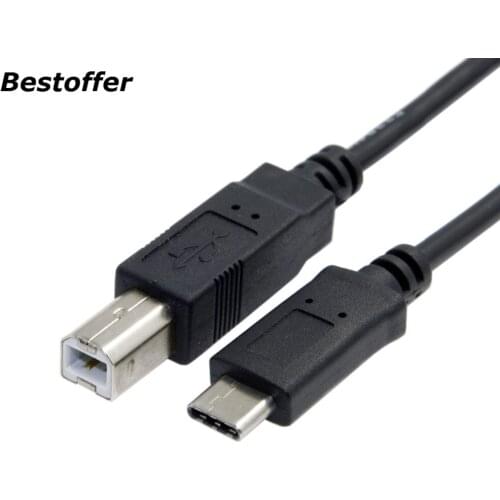 USB-C USB 3.1 Type C Male Connector to USB 2.0 B Type Male Data Cable for Cell Phone Notebook Laptop 1Meter