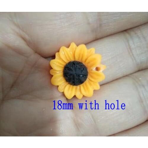 Resin SunFlower Chrysanthemum Cameo Cabochon Base Setting Pendants Charm For DIY Earrings 15/18/25mm 30piece/lot
