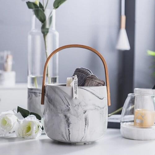 Nordic Ceramic Storage Box Jar Organization Box Large Capacity Container With wooden Handle Kitchen Storage Pots