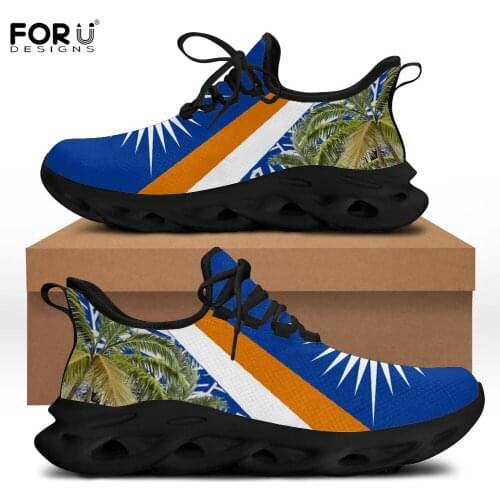 FORUDESIGNS Casual Sneakers Women Mesh Fashion Beach Shoes Walking Foorwear Palm Tree Hawaii Island Kwajalein Flag Girl Shoes