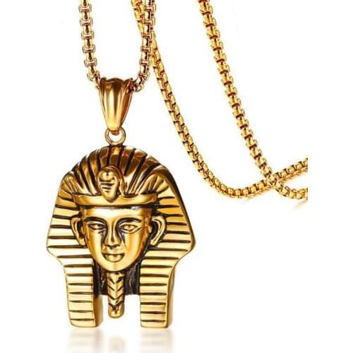 Personality Titanium Steel Men Women Pendant Necklace Egyptian Pharaon Sphinx Pendant Necklace Retro Hip Hop Creative Jewelry