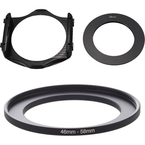 1Pcs 46Mm To 58Mm Metal Step Up Filter Ring Adapter & 1Pcs 58Mm Adapter Ring + 3-Slot Filter Holder for Camera