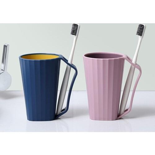 Wash Cup With Handle Simple Household Toothbrush Cups Couples Creative Mouth Cups Children Lovely Tooth Mug Plastic Solid Color