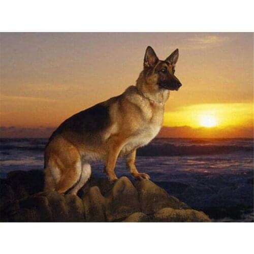 Animal German Shepherd DIY Cross Stitch Embroidery 11CT Kits Craft Needlework Set Printed Canvas Cotton Thread Home Sale