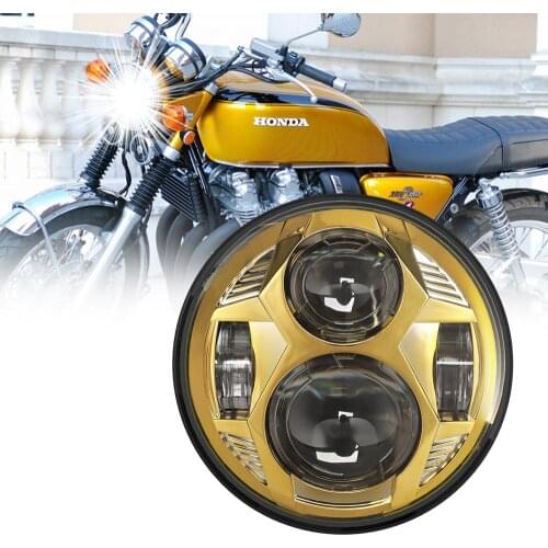 51W Glod 5.75 Inch LED Motorcycle Projector Headlight DRL Hi/Lo Beam for Harley Davidson Softail Bad Boy Custom Headlamp