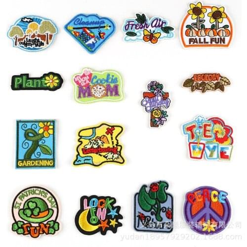 50pcs/Lot Embroidery Patches Letters Clothing Decoration Accessories Diy Iron Heat Transfer Applique Sunflower Weird Stuff