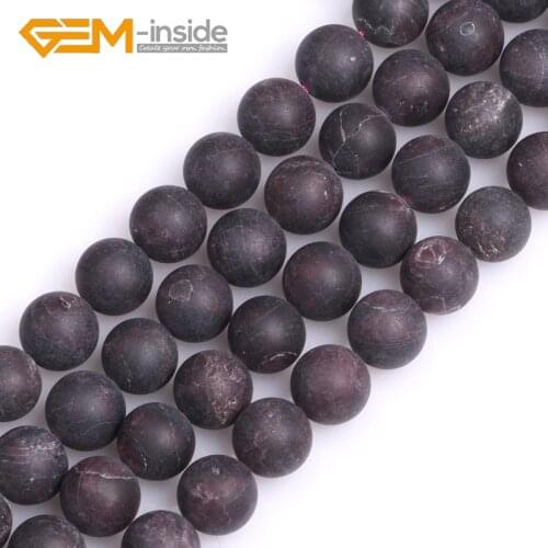 Natural Round Frosted Matte Antiqued Red Garnet Stone Beads Strand 15“ For Jewelry Making Bracelet Necklace DIY Gifts Wholesale