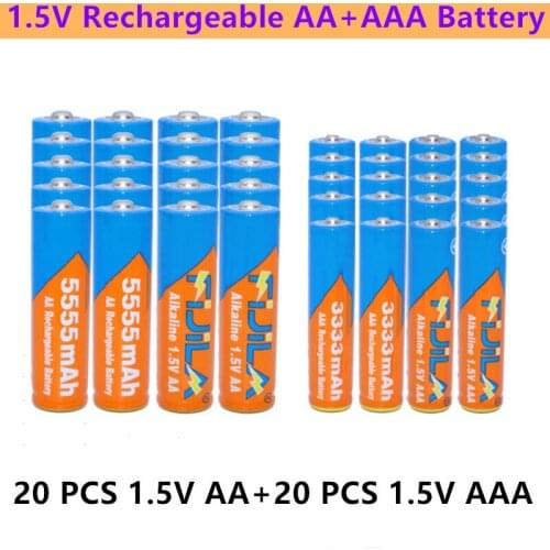 100% New 1.5V AAA 3333mAh Alkaline battery + AA 5555mAh Alkaline Rechargeable battery AA&AAA for led light toy mp3 free shipping