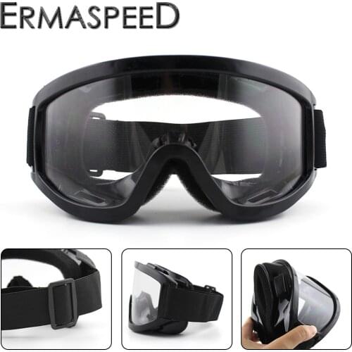 Black Motorcycle Goggles Windproof Dustproof Motocross Off Road Hiking Cycling Dirt Bike Racing Eye Glasses Unisex Clear Lens