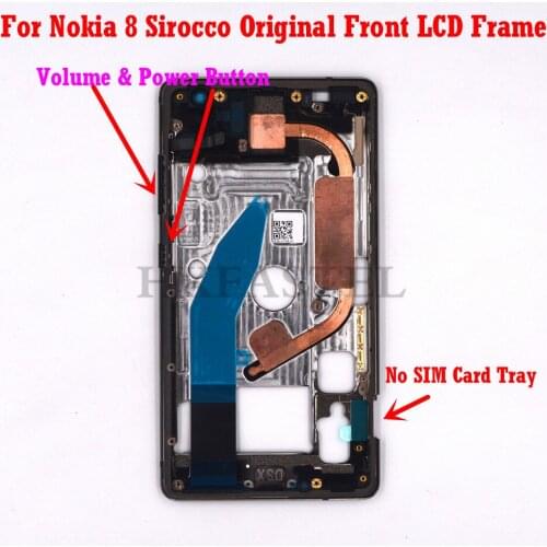 For Nokia 8 Sirocco 8S Original Housing Mobile Phone Front LCD Frame cover volume power key Button ( No SIM card tray )