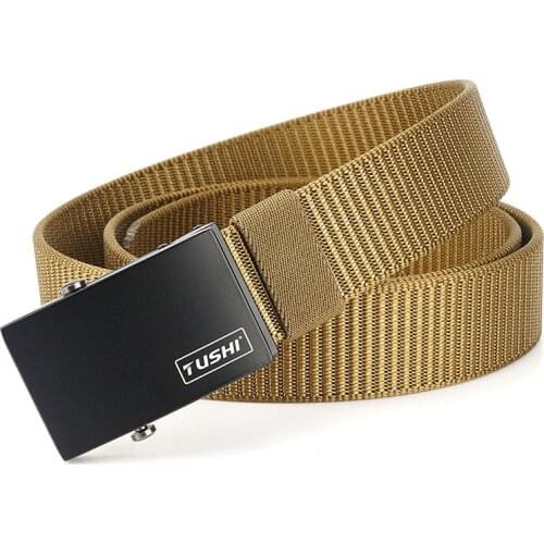 Unisex automatic buckle belt casual woven jeans belt trend Korean version of overalls canvas military uniform belt