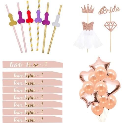 Pink Shoulder Strap Flag Bachelor Party Team Bride To Be Wedding Shower Hen Night Party Decorations Bachelorette Party Supplies