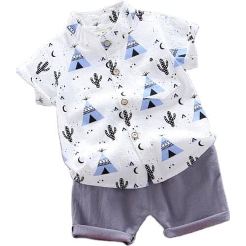 New Hot Summer Baby Boys Girls Clothes Infant Casual Suits Shirt Shorts 2Pcs/Sets Gentleman Style Kids Lapel Children Tracksuit