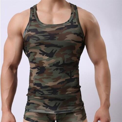 Sexy Mens Sweatshirt Camouflage Short-sleeved Tights Jumpsuit Wrestling Sweatshirt Pajamas Underwear Fitness Clothes Sexy Vest