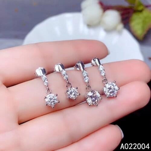 KJJEAXCMY Fine Jewelry 925 sterling silver inlaid inlaid Mosang Diamond ladies earring ear studs popular support detection