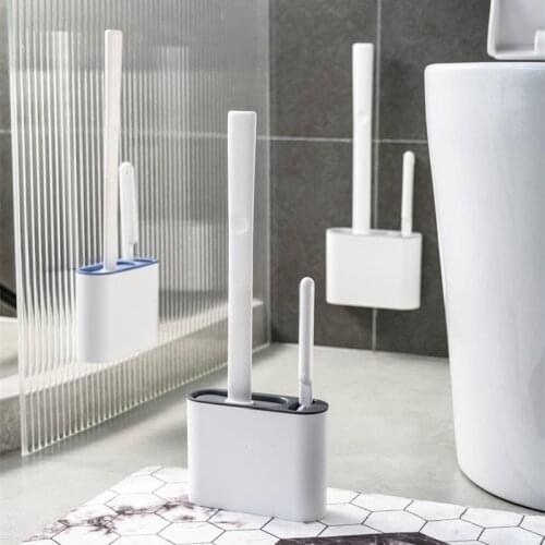2in1 Toilet Brush Bathroom Products Accessories Sets WC Washroom Items Home Tools for Washing and Glass Silicone Gap 360 Degree