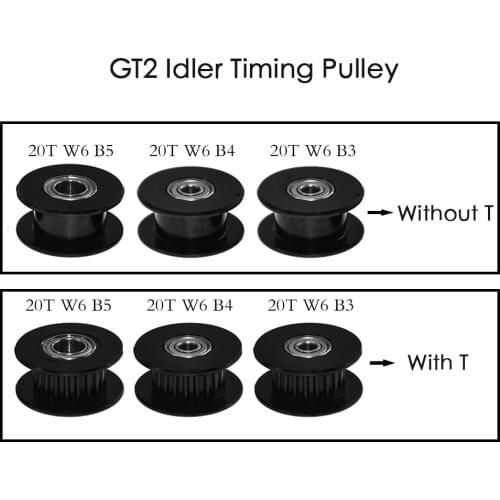 GT2 Idler Timing Pulley 20 Tooth Wheel Bore 3/5mm Aluminium Gear Teeth Width 6mm 3D Printers Parts For Reprap Part