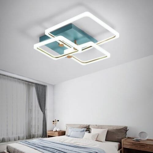 New Modern Led Chandelier Lamps Square Frame For Living Room White + Blue LED Home Lighting Fixture Ceiling Chandelier Lighting