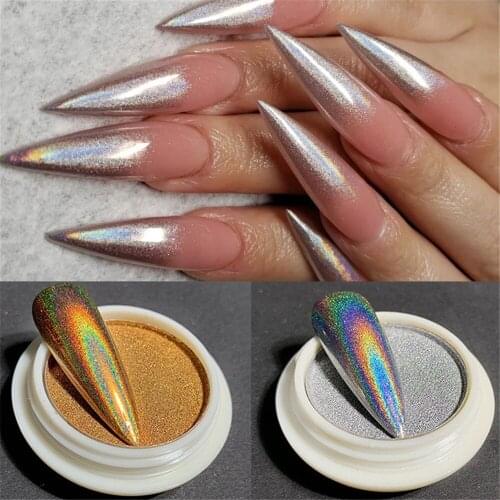 Solid Metallic Glitter for Nail Holographic Dip Powder Mirror Polishing Chrome Pigments Nail Art Decorations Laser Dazzling Dust