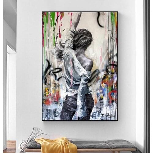 Street Graffiti Art Modern Abstract Woman Canvas Painting Cuadros Posters Prints Wall Art for Living Room Home Decor