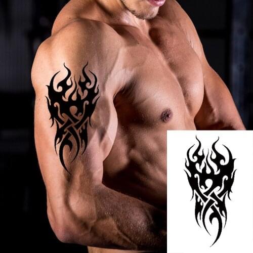 Waterproof Temporary Tattoo for Men Fire Tattoo Eagle Loto Mandala Eye Flame Totem 12*19cm Fake Water Transfer Tattoo for Men