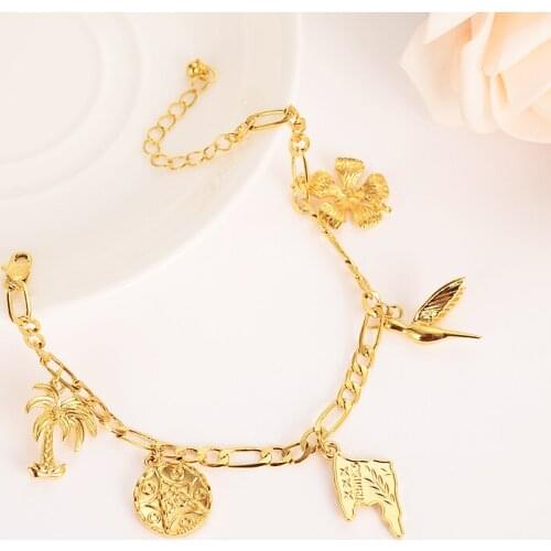 Gold Color Charm Bracelet Bangle with love heart flower bird Pendant Women Wedding Valentines Day Gift party jewelry anklet