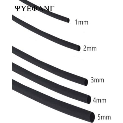 1meter 2:1 Black 1mm 2mm 3mm 4mm 5mm Wire Heat Shrink Heatshrink Tubing Tube