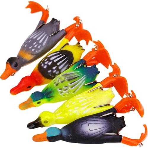 1Pcs Propeller Flipper Duck Fishing Lure Silicone Fishing Tackle Ducking Fishing Lure Artificial Bait Duckling 3D Eyes Baits