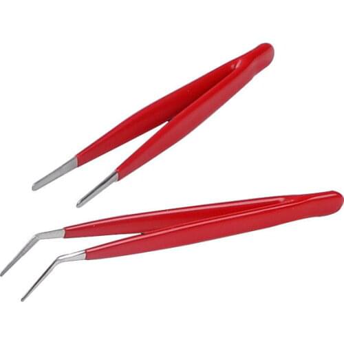 2pcs/set anti-static Curved Straight Tip Forceps Precision Soldering Tweezers Set Electronic ESD Tweezers Tool