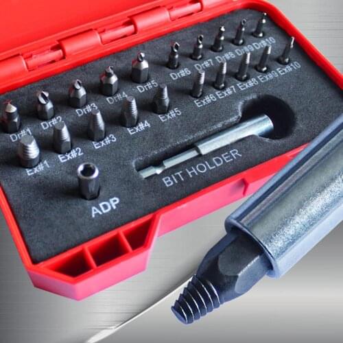 22Pcs Damaged Stripped Bolts Screw Extractor Holder Socket Adapter Remover Tool Breaker Screw Remover Stripping Tools