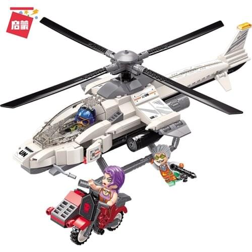 352pcs Enlightenment 3211 Military Series Thunder Mission Helicopter Assault Boy Assembled Building Block Toy Gift