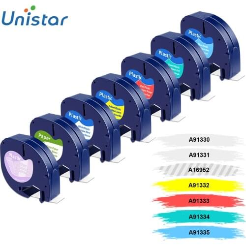 Unistar 7 Pack 91332 Compatible for Dymo Letratag Tape 12mm 91330 16952 91332 Mixed Color Compatible for dymo LetraTag lt-100h