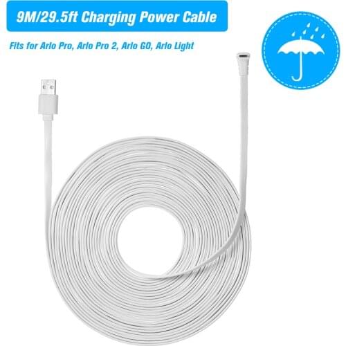 9M/6M/2M Charging Power Cable for Arlo Pro, Arlo Pro 2, Arlo GO, Arlo Light Weatherproof Aluminium Alloy Cable Charging/Power