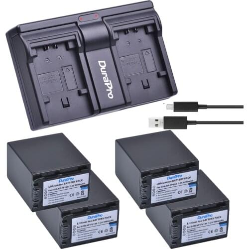 4x 3900mAh NP-FV100 FV100 NP FV100 Battery + Dual Charger for Sony DCR-DVD103 XR100 for Sony HDR-XR550/E HDR-XR350/E HDR-XR150/E