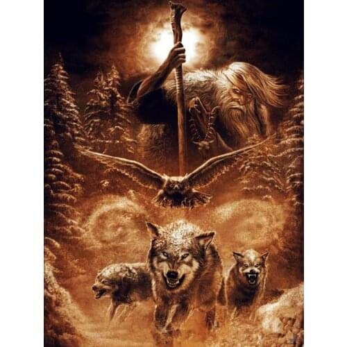 MHD Diamond Painting Ferocious wolf Cross Stitch picture Full Round Diamond Embroidery Mosaic Handicrafts Home Decoration