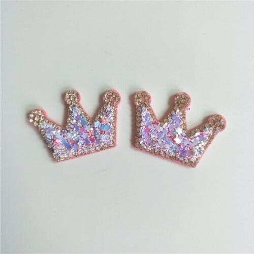 24pcs/lot 4*3cm Crown sequin Padded Appliques for DIY Shoe Accessories Craft Handmade Decoration